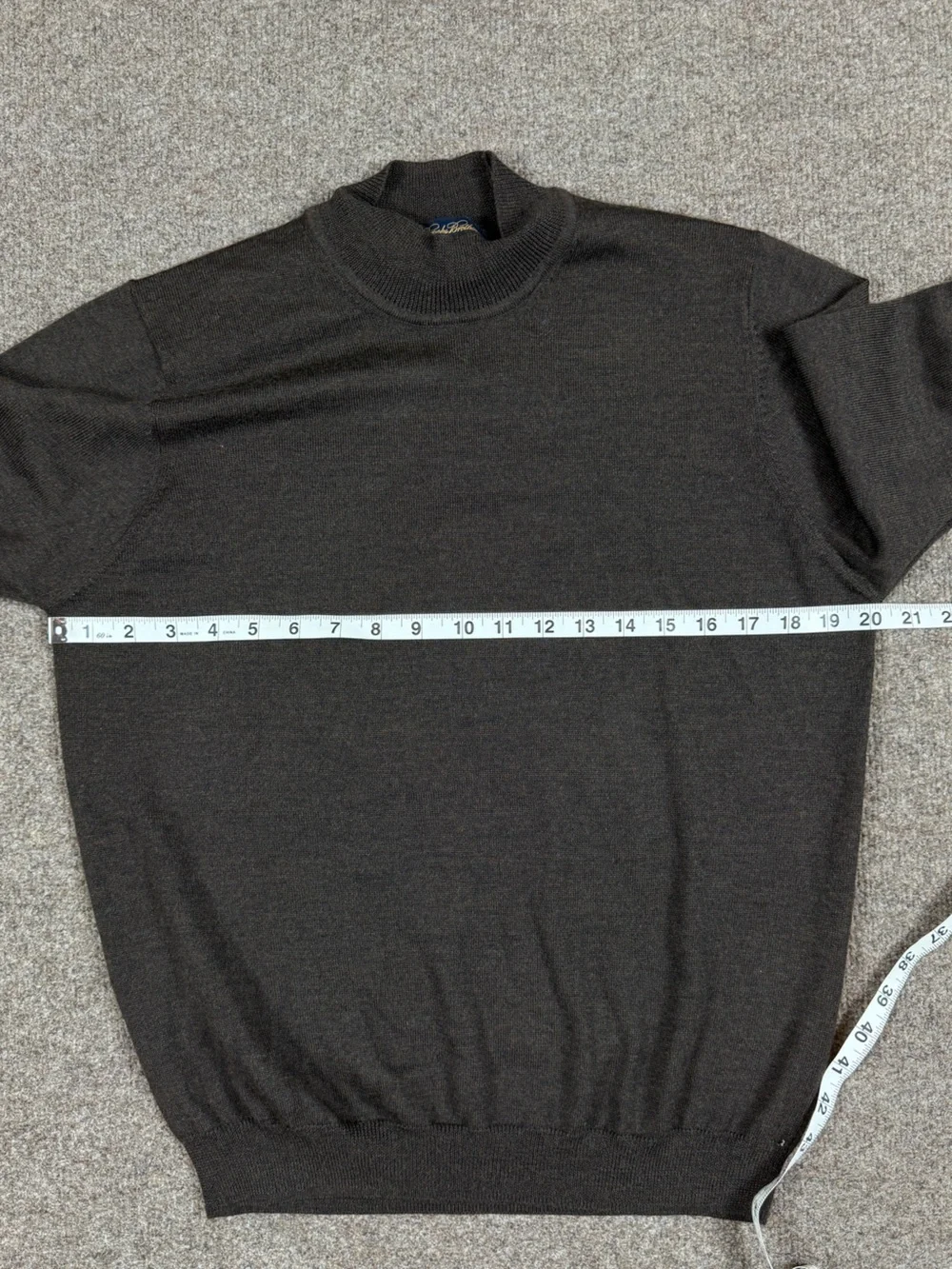 Vintage Brooks Brothers Brown Mock Neck Merino Wool Sweater Men’s Small 90s NWT